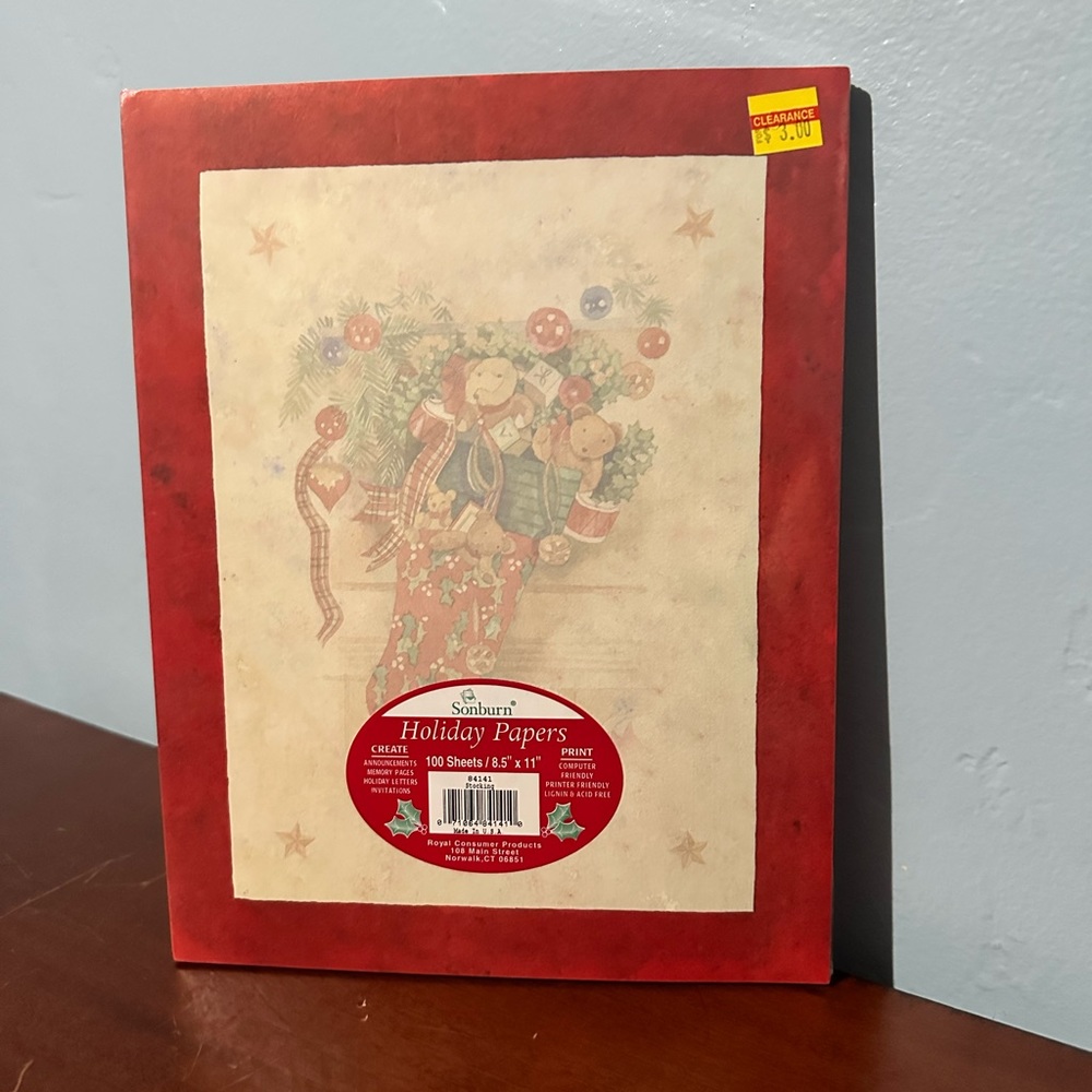 Christmas Craft Paper Stationary Holidays Stocking Sonburn 100 Sheets New Sealed
